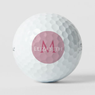 Elegant Pink Monogram Initial & Name Personalized Golf Balls