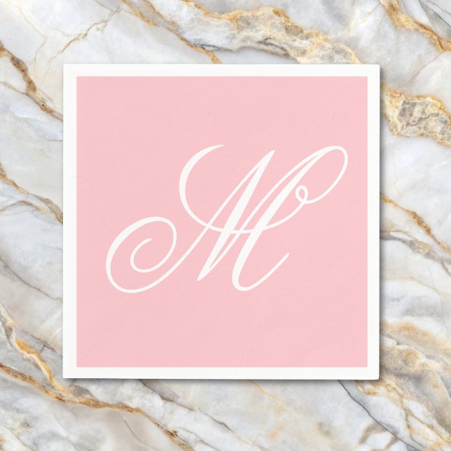 Elegant Pink Monogram Initial  Napkin (Creator Uploaded)