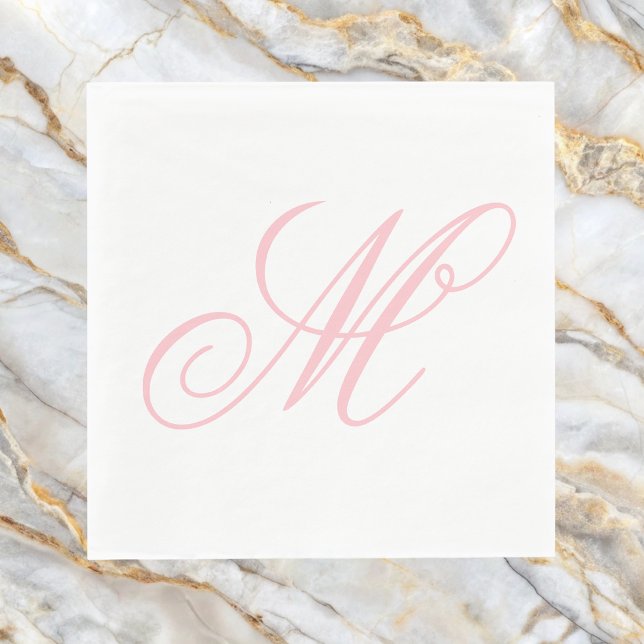 Elegant Pink Monogram Initial  Napkin (Creator Uploaded)