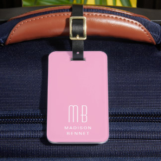 Elegant Pink Monogram Luggage Tag