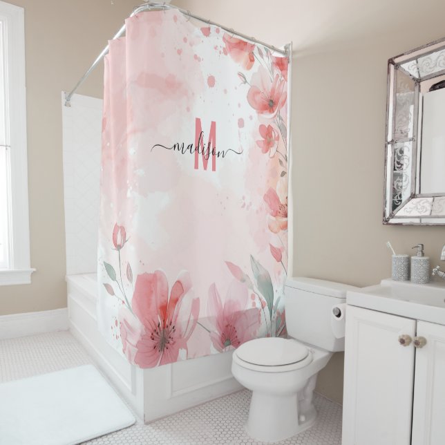 Elegant Pink Monogram Modern Script Bridal Wedding (In Situ)