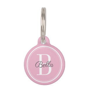 Elegant Pink Monogram Pet Tag