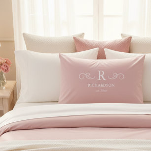 Elegant Pink Monogram Pillowcase