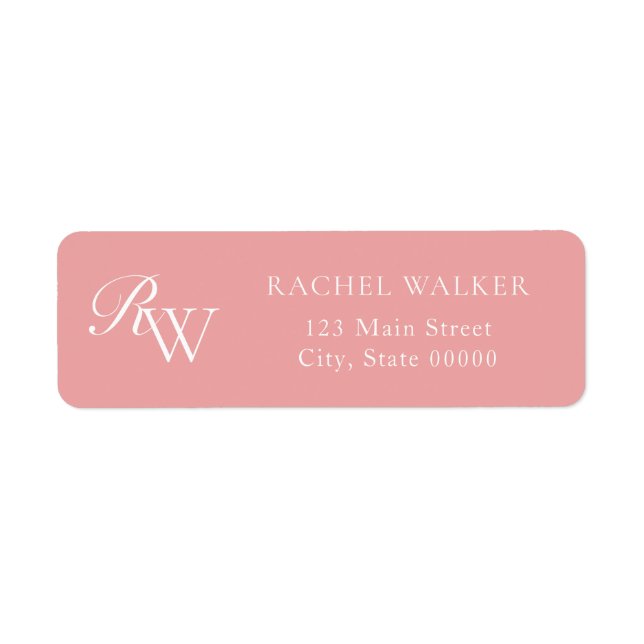 Elegant Pink Monogram Return Address (Devant)
