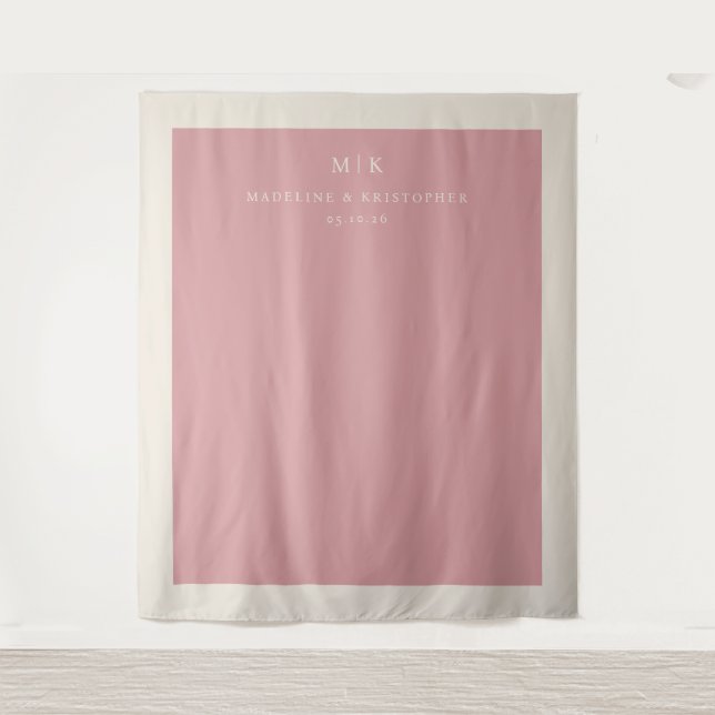 Elegant Pink Monogram Tapestry (Front)