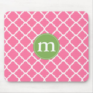 Elegant Pink Moroccan Quatrefoil Personalized Mouse Pad