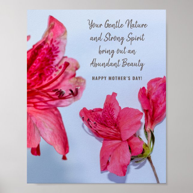 Elegant Pink Mother's Day Flower Poem Poster (Front)