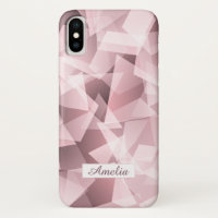 Elegant Pink Name Geometric Polygonal Pattern