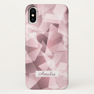 Elegant Pink Name Geometric Polygonal Pattern Case-Mate iPhone Case