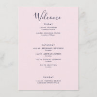 Elegant Pink Navy Modern Welcome Itinerary