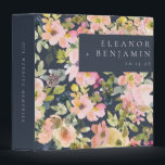 Elegant Pink Navy Watercolor Floral Custom Wedding Binder<br><div class="desc">Custom Elegant Blush and Navy Watercolor Floral Wedding Binder</div>