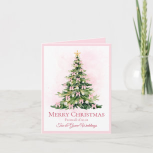 Elegant Pink Non Photo Watercolor Tree Christmas Holiday Card