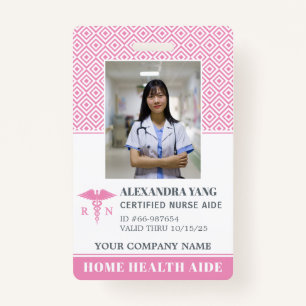 Elegant Pink Nurse Photo Badge