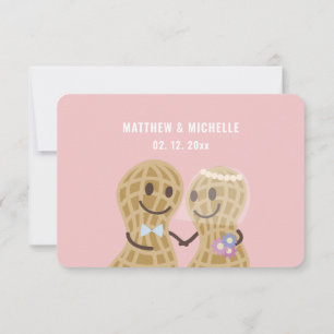 Elegant Pink Nuts About Each Other Cute Wedding RSVP Card