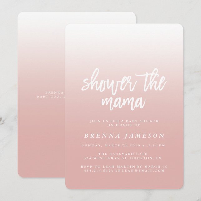 Elegant Pink Ombre Baby Shower Invitation (Front/Back)