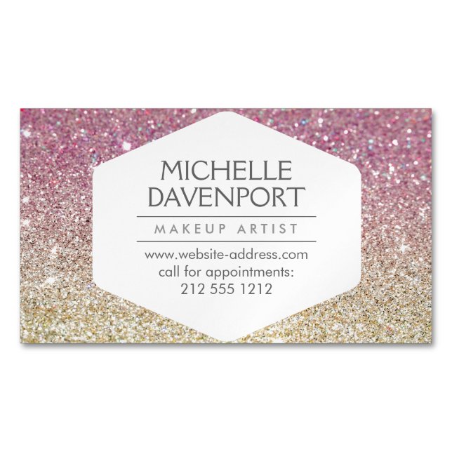 Élégant Pink Ombre Parties scintillant Carte de vi (devant)