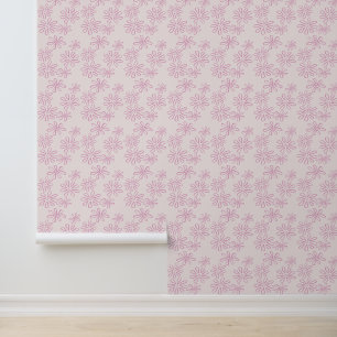 Elegant Pink on Blush Floral Doodle Wallpaper