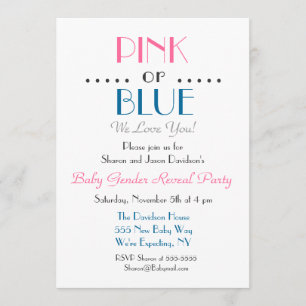 Elegant Pink or Blue Gender Reveal Invitation