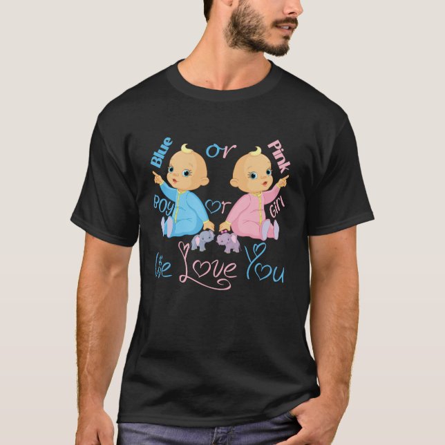 Elegant Pink or Blue Gender Reveal T-Shirt (Front)