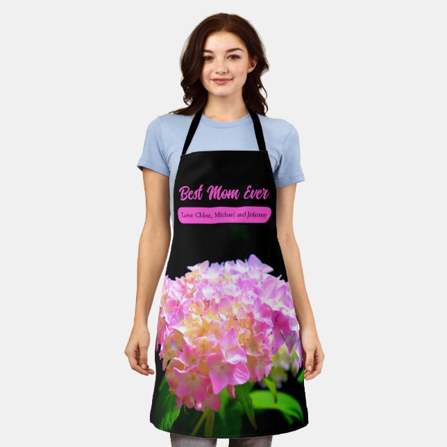 Elegant Pink orange floral hydrangeas Apron (Worn)