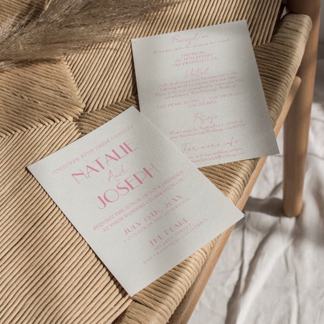 Elegant Pink Orange Stylish All In One Wedding Invitation (Creator Uploaded)