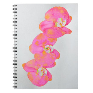 Elegant Pink orange watercolor florals orchids Notebook