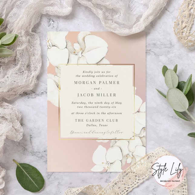 Elegant Pink Orchid Floral Wedding  Invitation (Creator Uploaded)