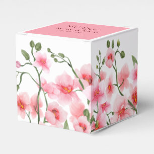Elegant Pink Orchid Florals Wedding Favour Box
