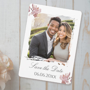 Elegant Pink Orchid Photo Save the date Card