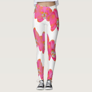 Elegant Pink Orchid watercolor painting Leggings