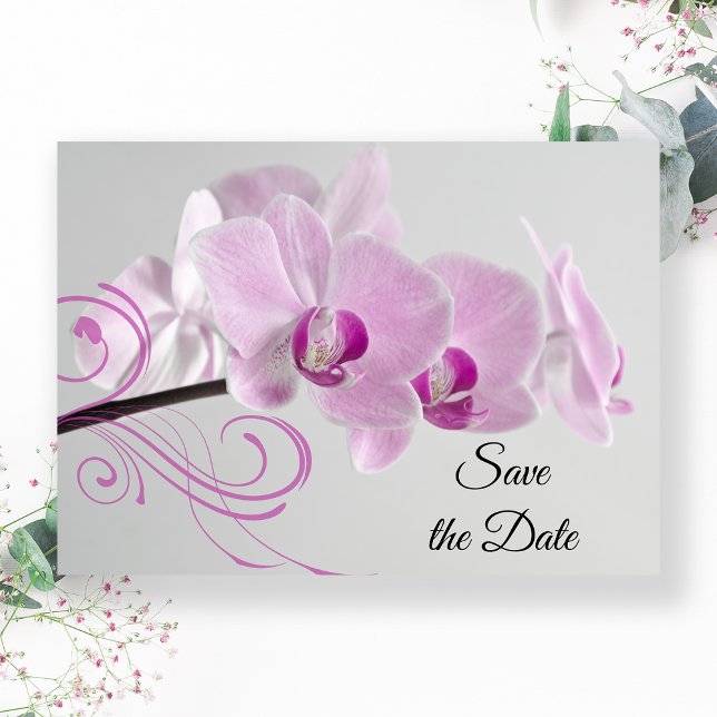 Elegant Pink Orchids Wedding Save the Date Invitation (Creator Uploaded)