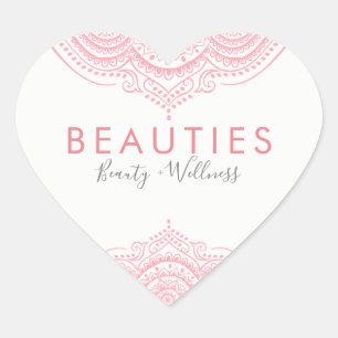 Elegant Pink Ornate Paisley Lace Heart Sticker