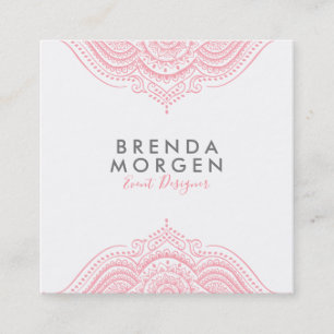 Elegant Pink Paisley Mandala Square Business Card