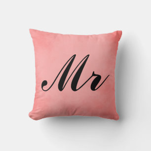 Elegant Pink Parchment Mr and Mrs Throw Pillow