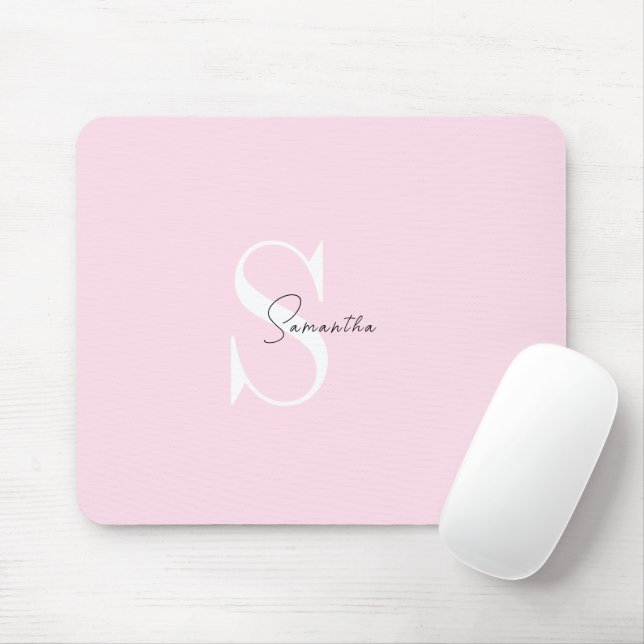 Elegant Pink Pastel Personalized Mousepad (With Mouse)