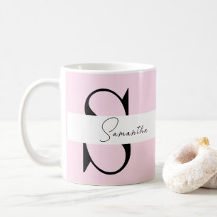 Elegant Pink Pastel Personalized Mug with Monogram