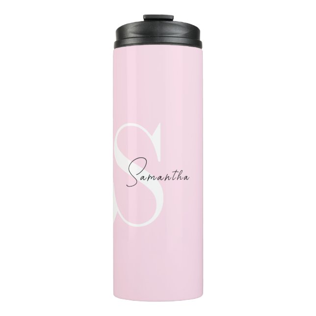 Elegant Pink Pastel Personalized Thermal Tumbler (Front)