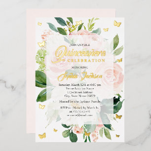 Elegant Pink Peach Bloom Quinceanera