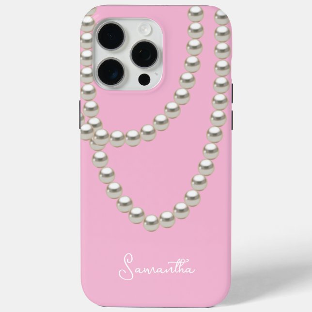 Elegant pink Pearl necklace Case-Mate iPhone Case (Back)