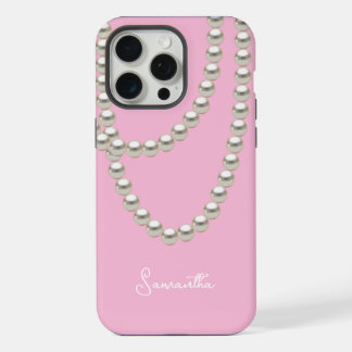 Elegant pink Pearl necklace iPhone 15 Pro Max Case