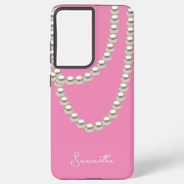 Elegant pink Pearl necklace Samsung Galaxy S21 Ultra Case (Back)