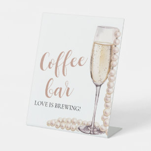 Elegant Pink Pearls and Prosecco Coffee Bar Sign