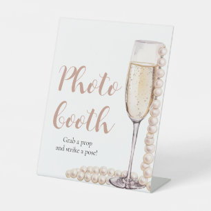 Elegant Pink Pearls and Prosecco Photo Booth Sign
