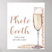 Elegant Pink Pearls and Prosecco Photo Booth Sign