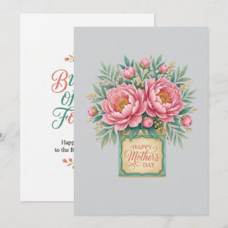 Elegant Pink Peonies Mother's Day Card - Vintage G