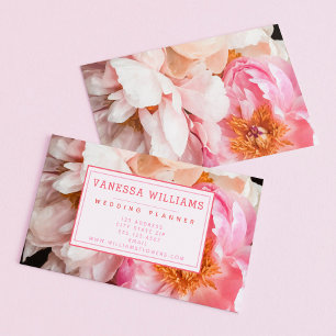 Elegant Pink Peonies - Personalized Business Card