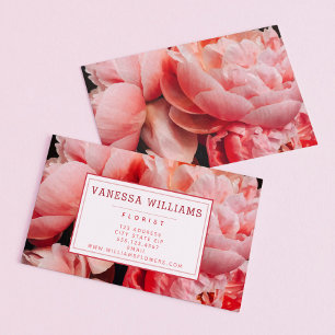 Elegant Pink Peonies - Personalized Business Card