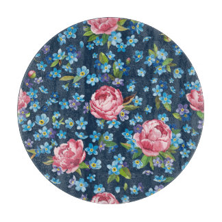 Elegant Pink Peonies Retro Background Cutting Board