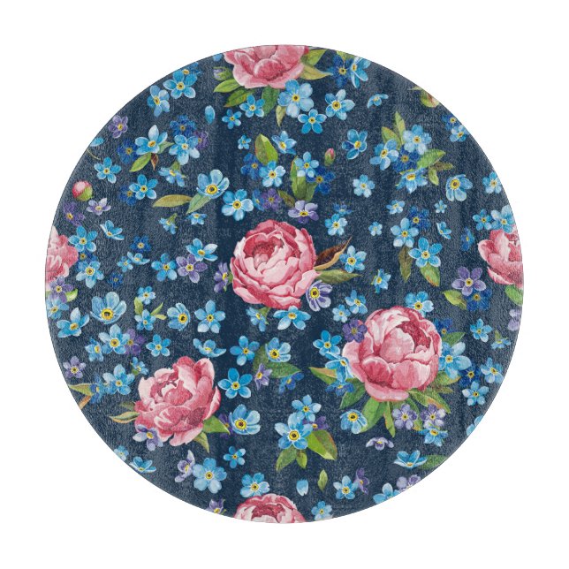 Elegant Pink Peonies Retro Background Cutting Board (Front)