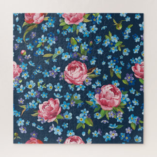 Elegant Pink Peonies Retro Background Jigsaw Puzzle